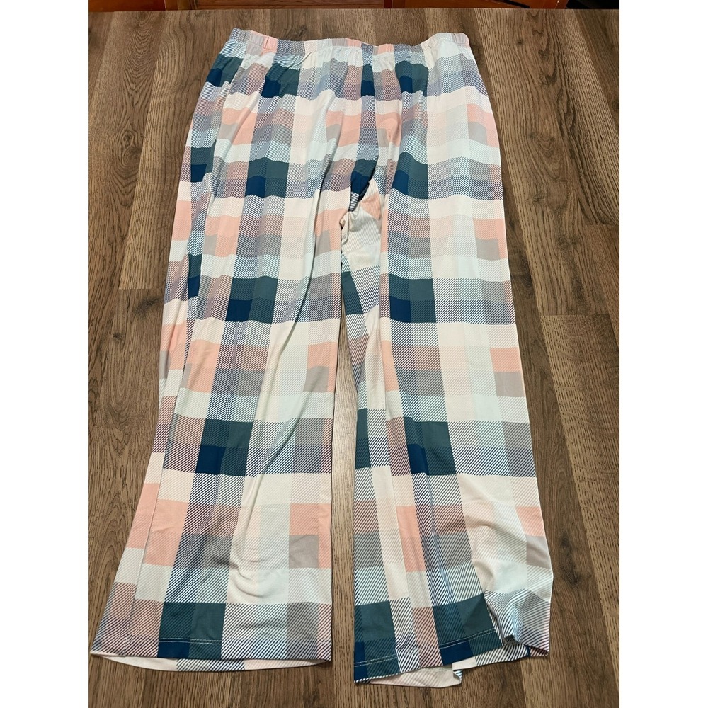 Eddie Bauer Pants, Women's Plus Size 1X, Pink White Blue, Plaid, Sleepwear